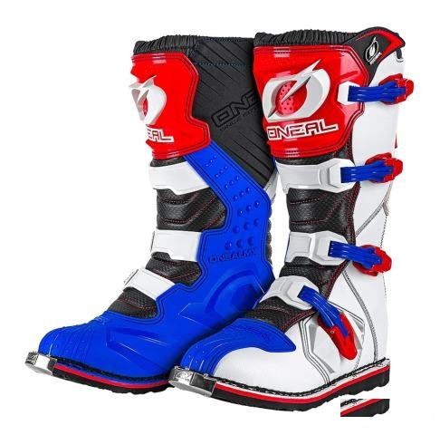 Мотоботы кроссовые Oneal rider Boot бело-сине-крас