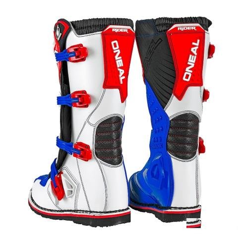 Мотоботы кроссовые Oneal rider Boot бело-сине-крас