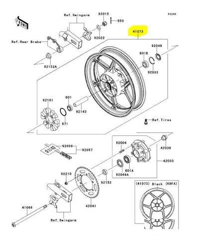 Диск колеса задний Kawasaki Ninja 250 2011-2012