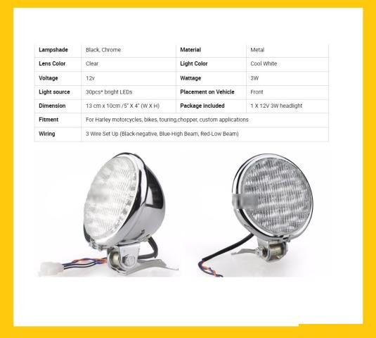 Фара светодиодная мотоцикла Honda Led