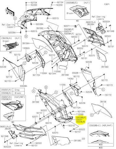 Пластик боковой левый Kawasaki ZZR 1400