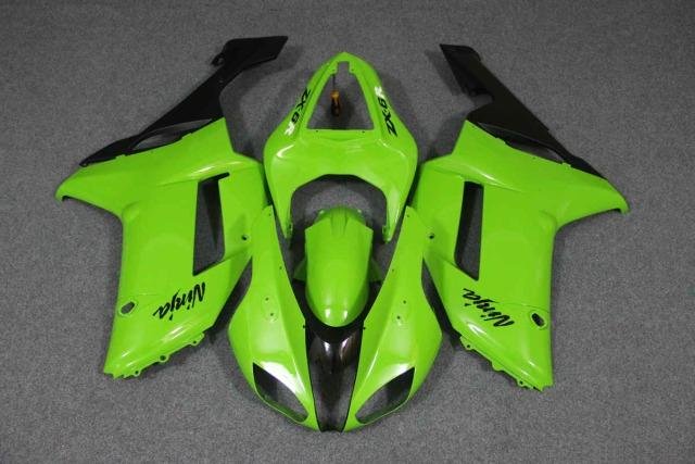 Комплект пластика Kawasaki ZX-6R 07-08 зелено-черн
