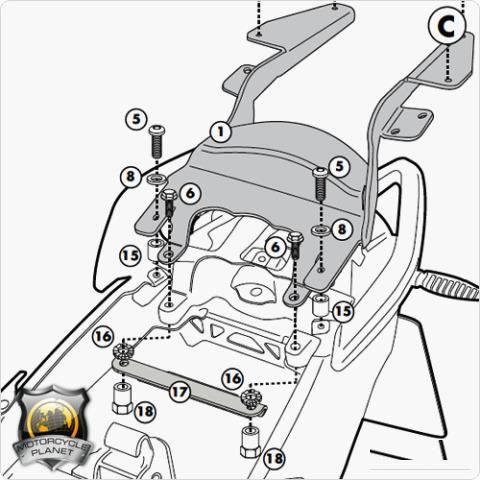 Крепеж центрального кофра BMW R 1200 R (11 - 14)