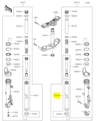 Перо вилки хром Kawasaki Ninja 650 Z650 2017-2019