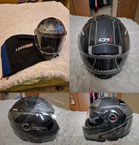 шлем LS2 карбон с встроенным тонированным стеклом