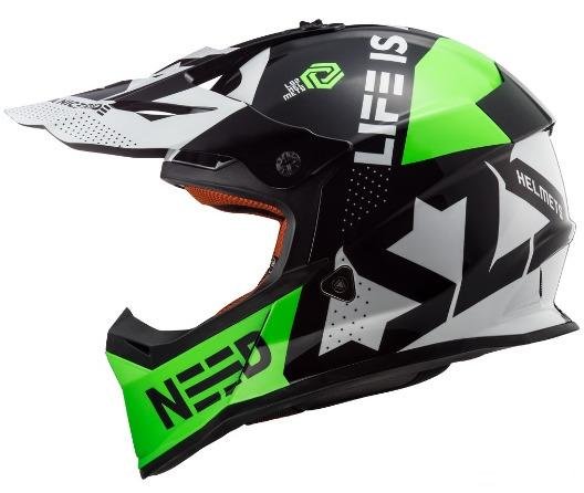 Эндуро Шлем LS2 MX437 Fast Block черно-зеленый