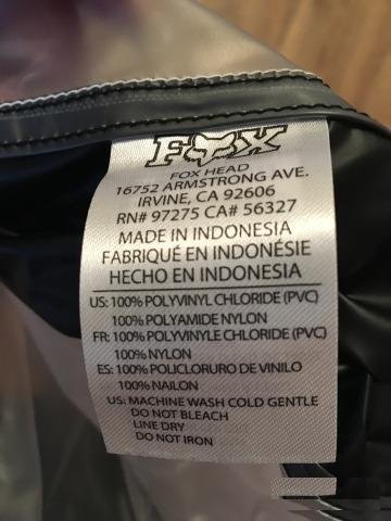 Дождевик FOX fluid MX jacket clear
