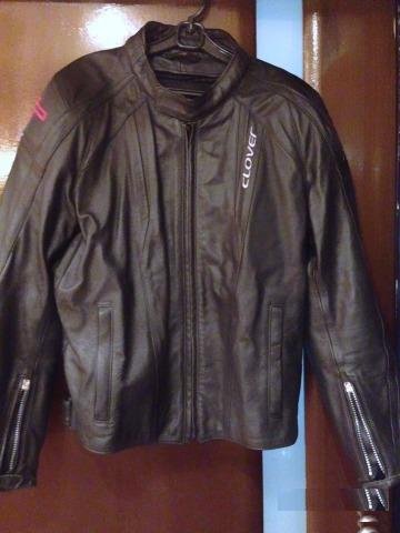 Мужская черная кожаная куртка Clover RR-01 р.50