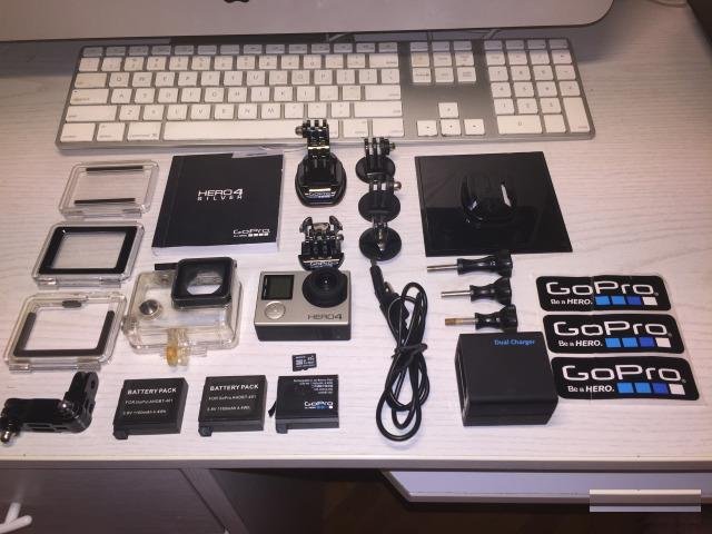 GoPro hero 4 Silver + аксессуары + 3 батареи + зу