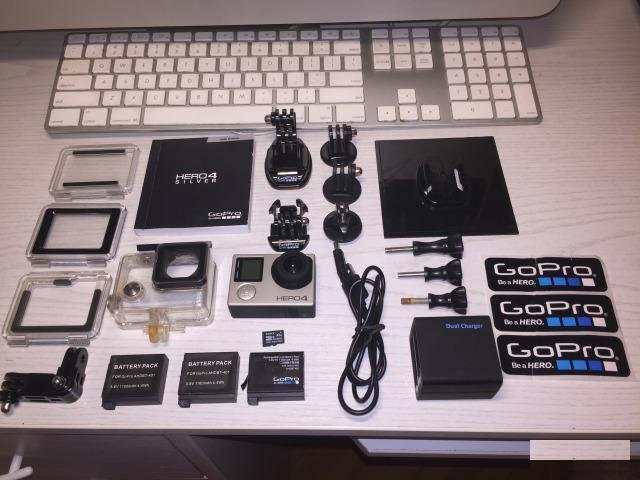 GoPro hero 4 Silver + аксессуары + 3 батареи + зу