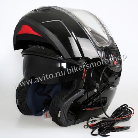 Мотошлем снегоходный модуляр MT Atom Black