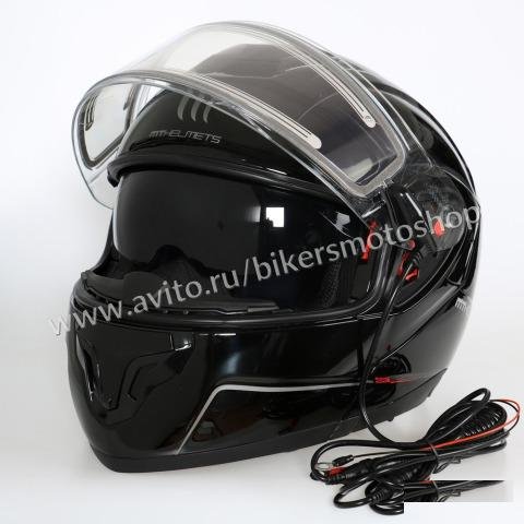 Мотошлем снегоходный модуляр MT Atom Black